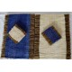 lot de 6 sets et 6 ss verre assorti en raphia et jonc bleu