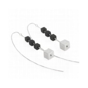 Boucles d'oreilles en argent 925‰ avec quatre cubes mobiles