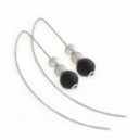 Boucles d'oreilles en argent 925‰ et bois d'ébène avec ses trois billes mobiles